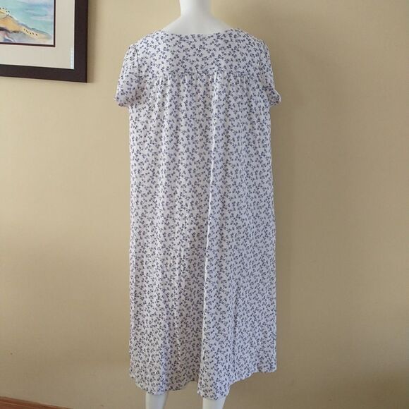 Croft Barrow Nightgown Womens L Ditsy Floral Flower Buttons Lace Trim Long - Picture 6 of 7